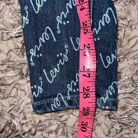 🎉HP🎉 Levi’s Kids monogram Super  Skinny logo wash girls jeans Sz 7 - Picture 13 of 17